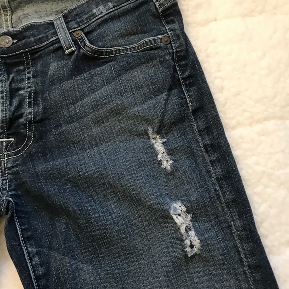 7FAM midi distressed rolled cuff denim shorts - Picture 3 of 11